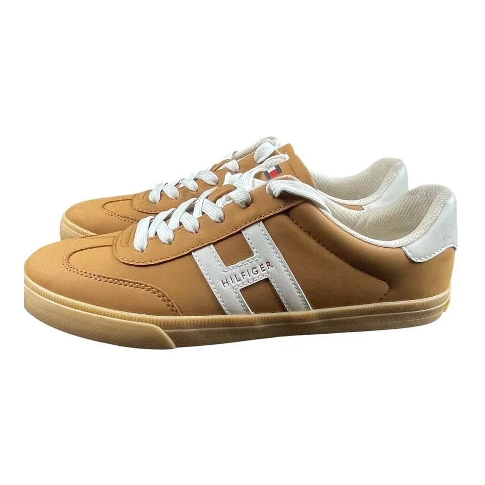 Tommy Hilfiger‎ Low Top Vintage Sneakers Mens 10 Tan NEW WOT TWLEXEIH-R H Logo